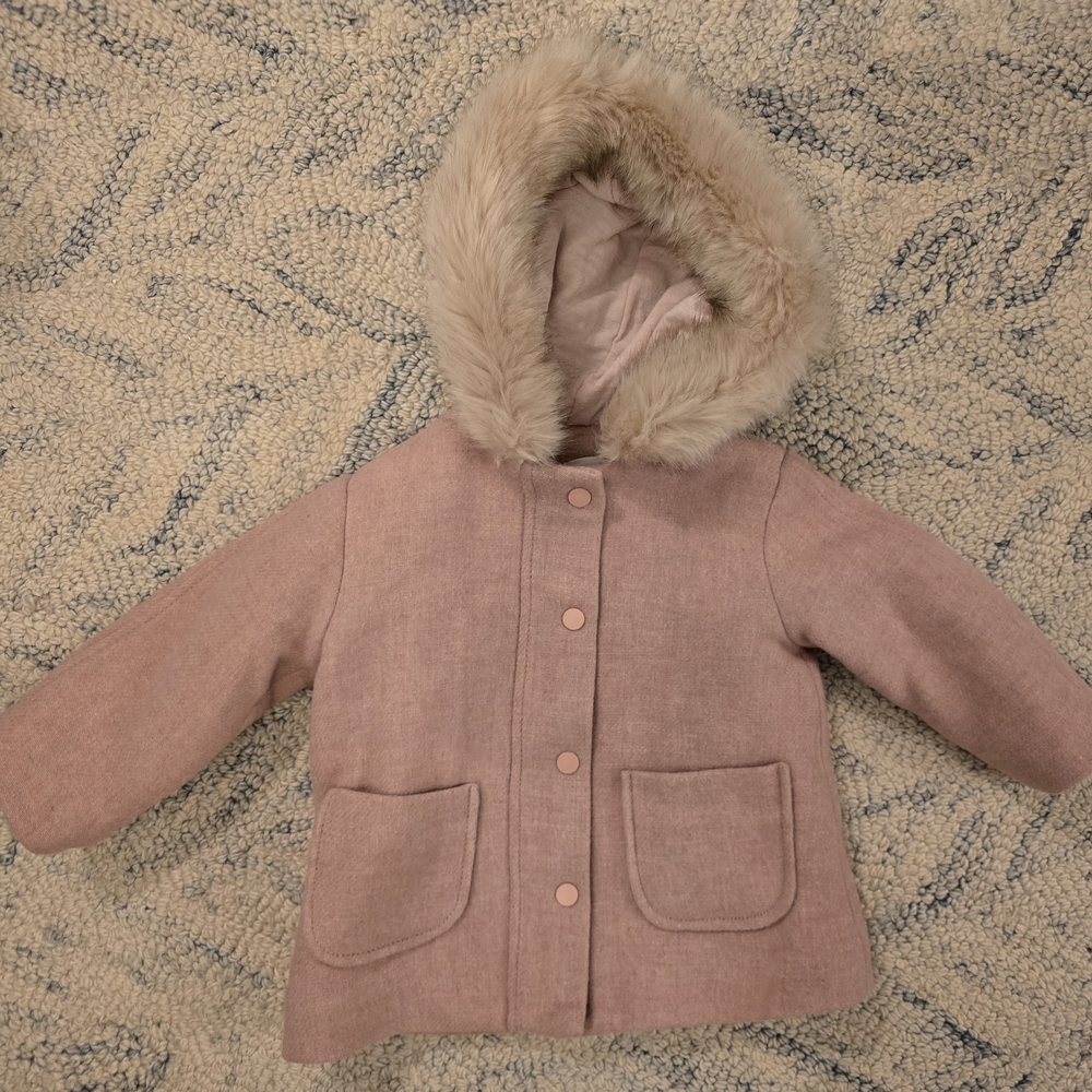 Zara warm pink herringbone coat NWT